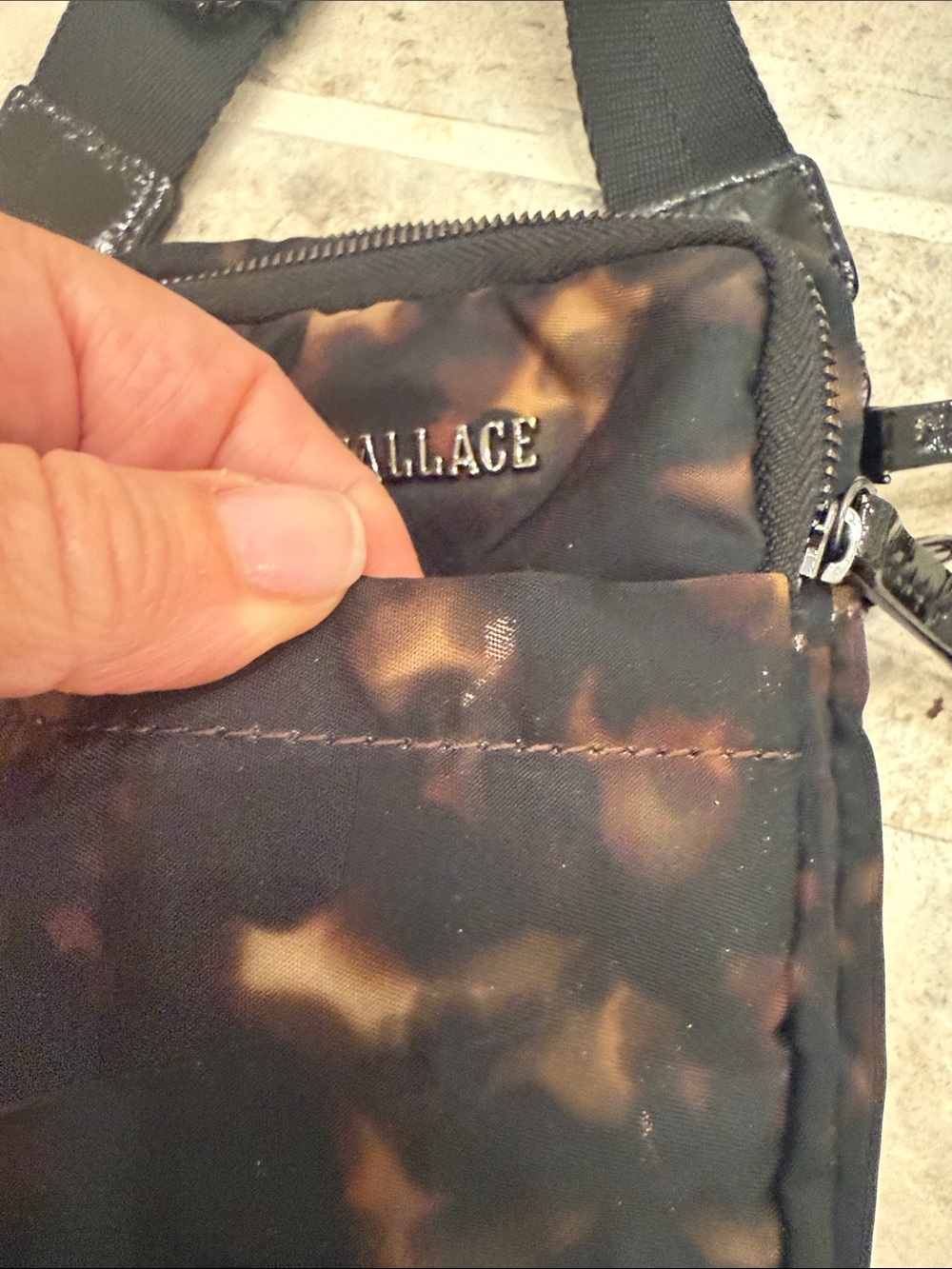 MZ Wallace Tortoise Print Crossbody Phone Bag – Black Nylon - Picture 2 of 12